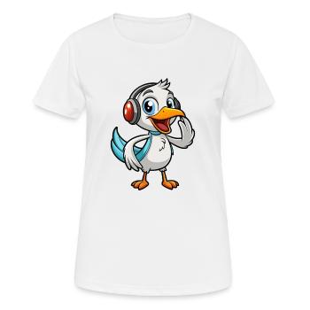 Pelican Funny Cartoon Character Musique de casque - T-shirt respirant Femme - blanc - Devant - AI Model Female 172 dark (172cm)