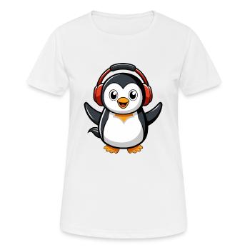 Pingouin Drôle Dessin Animé Personnage Casque Musique - T-shirt respirant Femme - blanc - Devant - AI Model Female 172 dark (172cm)