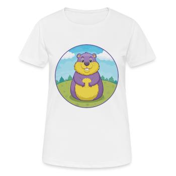 Groundhog Cute Kawaii Cartoon Clipart Animal Pet - Women's Breathable T-Shirt - white - Front - AI Model Female 172 dark (172cm)