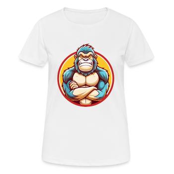 Gorilla Funny Kawaii Cartoon Clipart Animal Pet - Women's Breathable T-Shirt - white - Front - AI Model Female 172 dark (172cm)