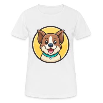 Dog Kawaii Cartoon Character Animal Pet Face - Women's Breathable T-Shirt - white - Front - AI Model Female 172 dark (172cm)