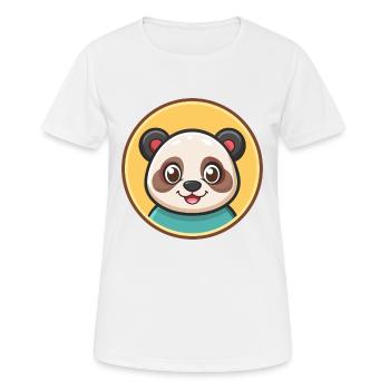 Panda Kawaii Dessin animé Personnage Animal Animal Visage - T-shirt respirant Femme - blanc - Devant - AI Model Female 172 dark (172cm)