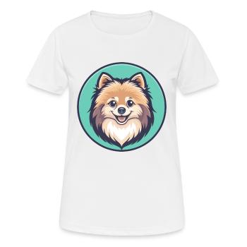 Poméranien Allemand Spitz Chien Race Dessin Animé Kawaii - T-shirt respirant Femme - blanc - Devant - AI Model Female 172 dark (172cm)