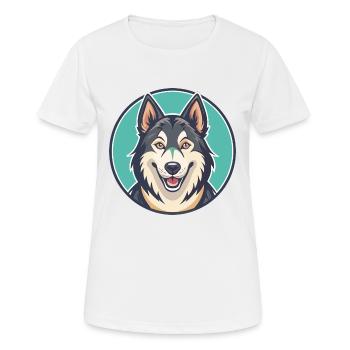 Tamaskan Dog Breed Colorful Cartoon Kawaii Clipart - Women's Breathable T-Shirt - white - Front - AI Model Female 172 dark (172cm)