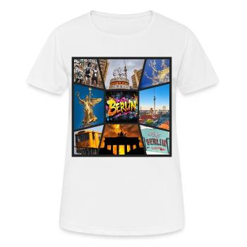 Berlin Skyline City Germany Collage Graffiti - Women's Breathable T-Shirt - white - Front - AI Model Female 172 dark (172cm)