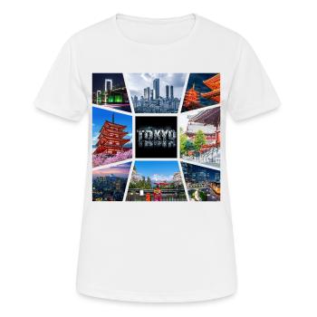 Tokyo, Japon, Asie, Collage, Horizon, Ville, Métropole - T-shirt respirant Femme - blanc - Devant - AI Model Female 172 dark (172cm)