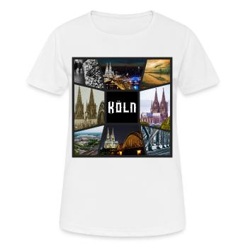 Cologne, Skyline, ville, Allemagne, collage, graffiti - T-shirt respirant Femme - blanc - Devant - AI Model Female 172 dark (172cm)