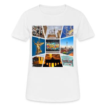 Berlin Skyline City Germany Collage Graffiti - Women's Breathable T-Shirt - white - Front - AI Model Female 172 dark (172cm)