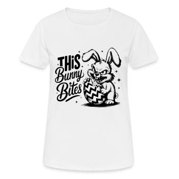 This Bunny Bites - Frauen T-Shirt atmungsaktiv - Weiß - Vorne - AI Model Female 172 dark (172cm)