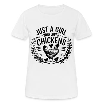 Just a Girl Who Loves Chickens - Frauen T-Shirt atmungsaktiv - Weiß - Vorne - AI Model Female 172 dark (172cm)