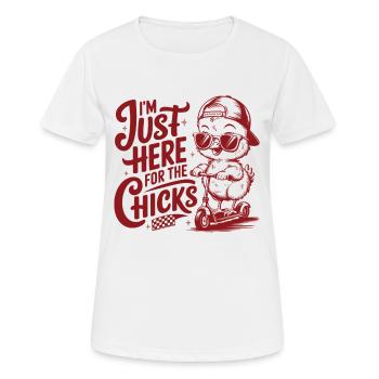 Je suis juste là pour les poussins - T-shirt respirant Femme - blanc - Devant - AI Model Female 172 dark (172cm)