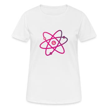 Buntes Atom Neutron Elektron - Frauen T-Shirt atmungsaktiv - Weiß - Vorne - AI Model Female 172 dark (172cm)