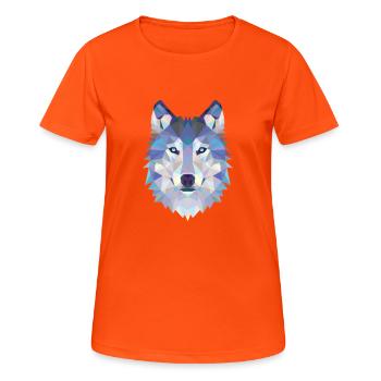 WOLFKOPF MOSAIK KUNST DESIGN WOLF - Frauen T-Shirt atmungsaktiv - Neonorange - Vorne - AI Model Female 172 dark (172cm)