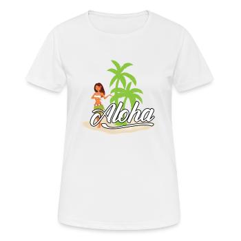 ALOHA HULA GIRL TROPICAL ISLANDE - T-shirt respirant Femme - blanc - Devant - AI Model Female 172 dark (172cm)