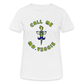 Call me Mr Veggie Veganer Carotte - T-shirt respirant Femme - blanc - Devant - AI Model Female 172 dark (172cm)