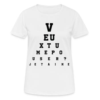 Veux-tu m'épouser demande en mariage français - T-shirt respirant Femme - blanc - Devant - AI Model Female 172 dark (172cm)
