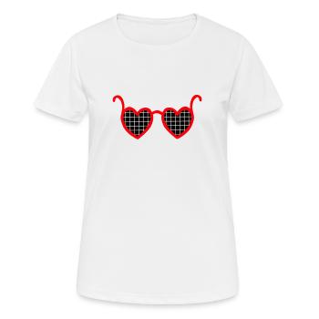 Sonnenbrille Herzen Valentinstag sonnenbrille - Frauen T-Shirt atmungsaktiv - Weiß - Vorne - AI Model Female 172 dark (172cm)