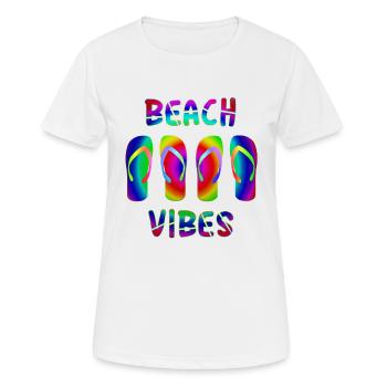 Beach Vibes Beach Shoes Summer Sandals Travel - Women's Breathable T-Shirt - white - Front - AI Model Female 172 dark (172cm)