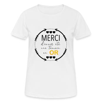 Merci d'avoir été une témoin en or, cadeau témoin - T-shirt respirant Femme - blanc - Devant - AI Model Female 172 dark (172cm)