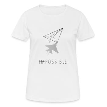 Papierflugzeug IMPOSSIBLE Origami Kunst - Frauen T-Shirt atmungsaktiv - Weiß - Vorne - AI Model Female 172 dark (172cm)