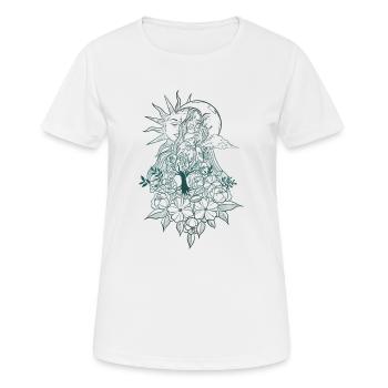 Komposition Yoga Zenstyle Tattoo - Frauen T-Shirt atmungsaktiv - Weiß - Vorne - AI Model Female 172 dark (172cm)