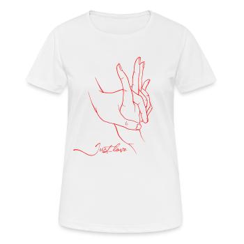 Just love, main dans la main - T-shirt respirant Femme - blanc - Devant - AI Model Female 172 dark (172cm)