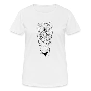 Girl Power - Frauengesicht mit Blumen - Frauen T-Shirt atmungsaktiv - Weiß - Vorne - AI Model Female 172 dark (172cm)