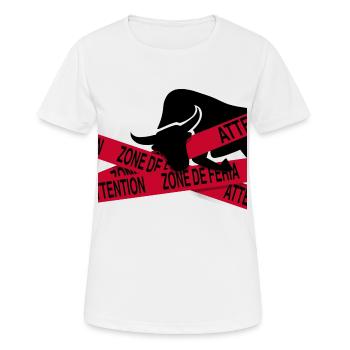 Zone de feria - banderole attention fête Féria - T-shirt respirant Femme - blanc - Devant - AI Model Female 172 dark (172cm)