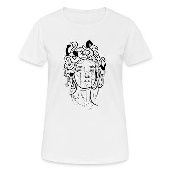 Medusa Zeichnungslinie Kunst - Frauen T-Shirt atmungsaktiv - Weiß - Vorne - AI Model Female 172 dark (172cm)