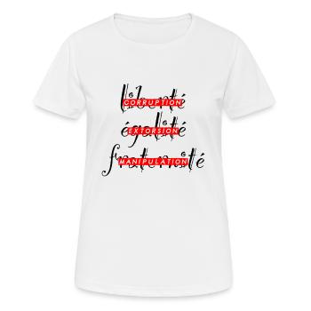 Corruption, extorsion et manipulation parodie Fra. - T-shirt respirant Femme - blanc - Devant - AI Model Female 172 dark (172cm)
