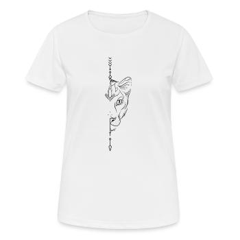 Löwenlinienkunst - Frauen T-Shirt atmungsaktiv - Weiß - Vorne - AI Model Female 172 dark (172cm)
