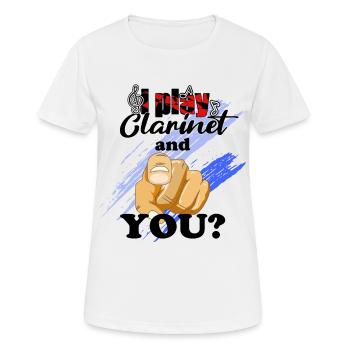 Clarinet i play Clarinet Cool - Women's Breathable T-Shirt - white - Front - AI Model Female 172 dark (172cm)