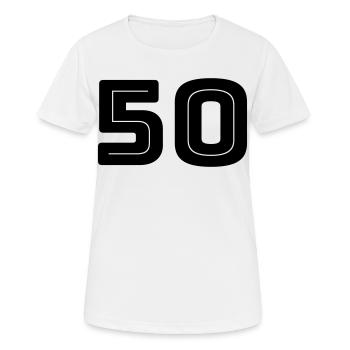 Zahl 50 - Geburtstag - Trikotnummer - Frauen T-Shirt atmungsaktiv - Weiß - Vorne - AI Model Female 172 dark (172cm)