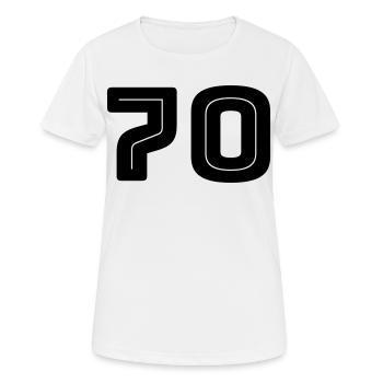 Numéro 70 - Anniversaire - Numéro de maillot - T-shirt respirant Femme - blanc - Devant - AI Model Female 172 dark (172cm)