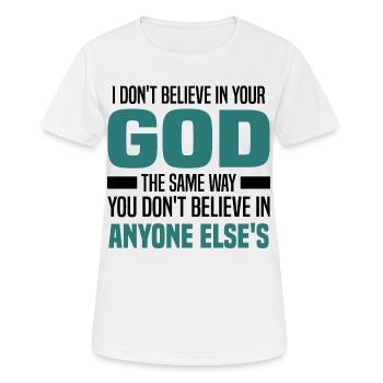 Atheismus - Frauen T-Shirt atmungsaktiv - Weiß - Vorne - AI Model Female 172 dark (172cm)