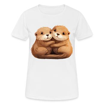 Loutre Amour Étreindre Se Tenir La Main Câlin - T-shirt respirant Femme - blanc - Devant - AI Model Female 172 dark (172cm)