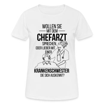 Krankenschwester Krankenpflegerin - Frauen T-Shirt atmungsaktiv - Weiß - Vorne - AI Model Female 172 dark (172cm)