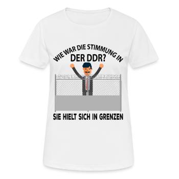 Wie war die Stimmung in der DDR? - Frauen T-Shirt atmungsaktiv - Weiß - Vorne - AI Model Female 172 dark (172cm)