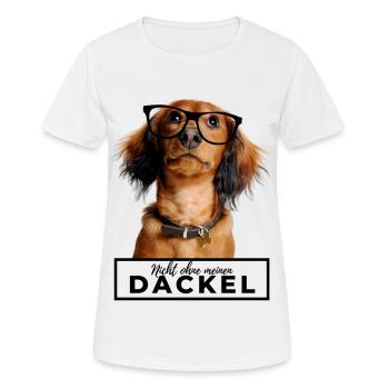 Nicht ohne meinen Dackel - Dackel mit Brille - Frauen T-Shirt atmungsaktiv - Weiß - Vorne - AI Model Female 172 dark (172cm)