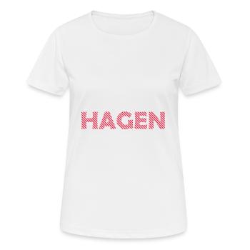Hagen - Frauen T-Shirt atmungsaktiv - Weiß - Vorne - AI Model Female 172 dark (172cm)