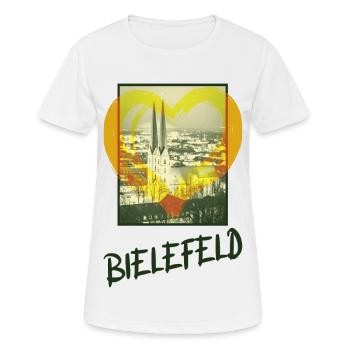 Bielefeld Deutschland Stadt Skyline Herz Liebe - Frauen T-Shirt atmungsaktiv - Weiß - Vorne - AI Model Female 172 dark (172cm)