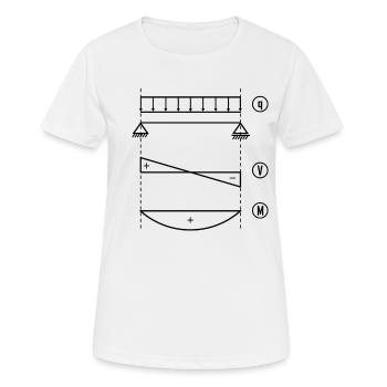Einfeldträger mit Gleichstreckenlast und Verlauf - Frauen T-Shirt atmungsaktiv - Weiß - Vorne - AI Model Female 172 dark (172cm)