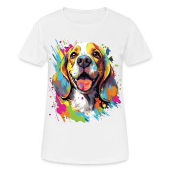 Buntes Beagle Design - Liebevoll und Lebhaft - Frauen T-Shirt atmungsaktiv - Weiß - Vorne - AI Model Female 172 dark (172cm)