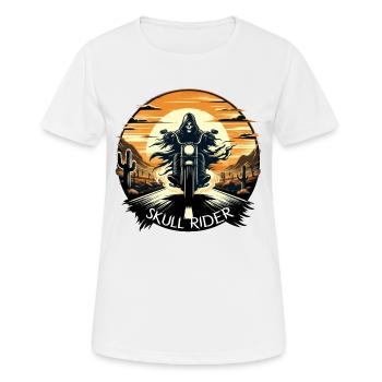 SKULL RIDER: WÜSTENABENTEUER BEI SONNENUNTERGANG - Frauen T-Shirt atmungsaktiv - Weiß - Vorne - AI Model Female 172 dark (172cm)