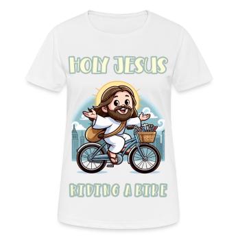 Saint Jésus à vélo - T-shirt respirant Femme - blanc - Devant - AI Model Female 172 dark (172cm)