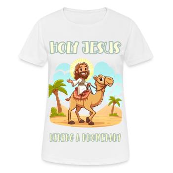 Saint Jésus chevauchant un dromadaire - T-shirt respirant Femme - blanc - Devant - AI Model Female 172 dark (172cm)