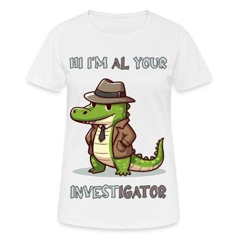 Hi, I'm Al your Investigator - Frauen T-Shirt atmungsaktiv - Weiß - Vorne - AI Model Female 172 dark (172cm)