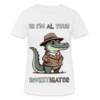 Bonjour, je suis votre enquêteur - T-shirt respirant Femme - blanc - Devant - AI Model Female 172 dark (172cm)