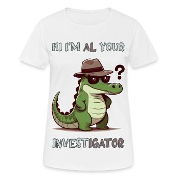 Hi, I'm Al your Investigator - Frauen T-Shirt atmungsaktiv - Weiß - Vorne - AI Model Female 172 dark (172cm)