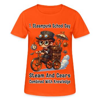 First Steampunk School Day - Women's Breathable T-Shirt - neon orange - Front - AI Model Female 172 dark (172cm)